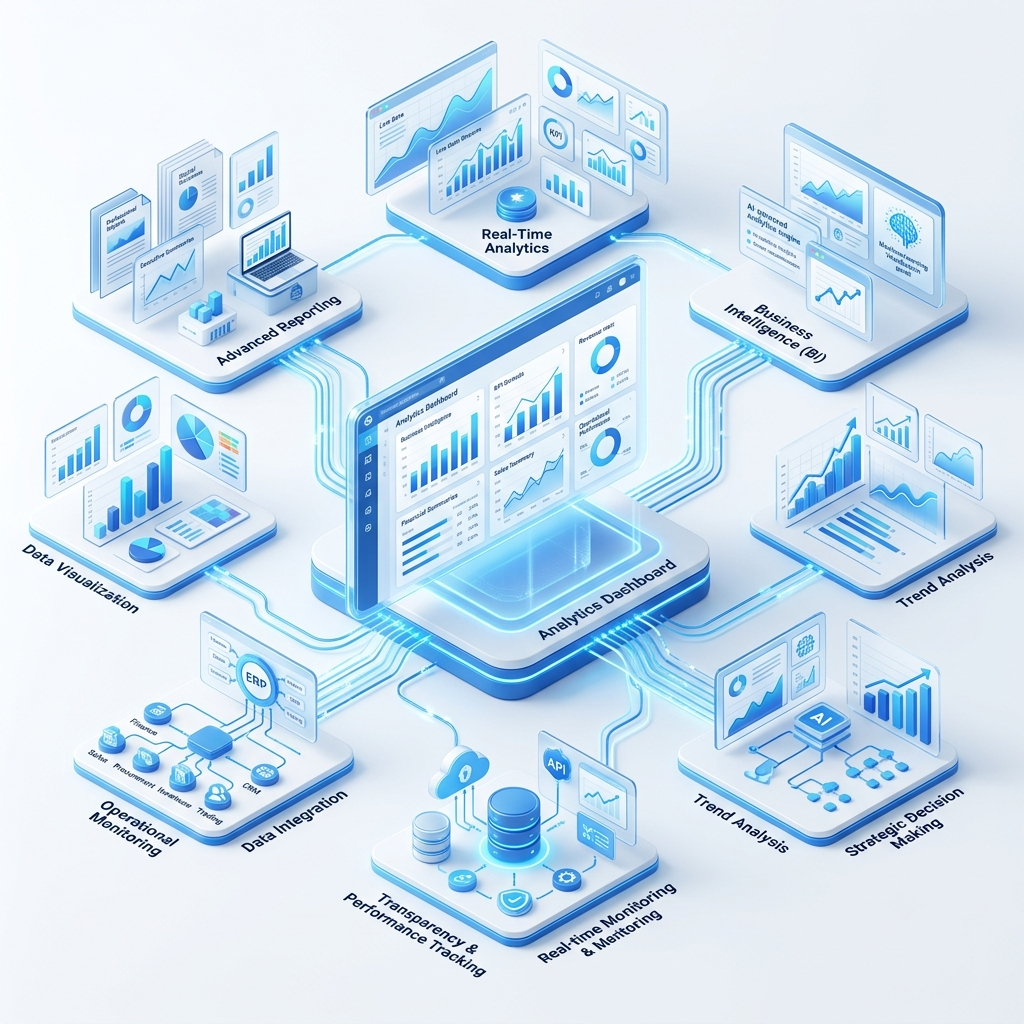 Advanced ERP financial reporting and business analytics dashboard